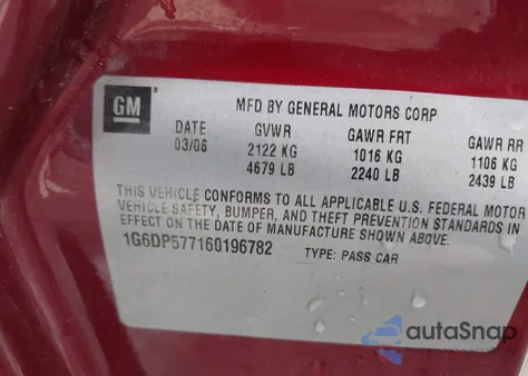 2006 Cadillac Cts Standard z USA, uszkodzony, nr VIN 1G6DP577160196782